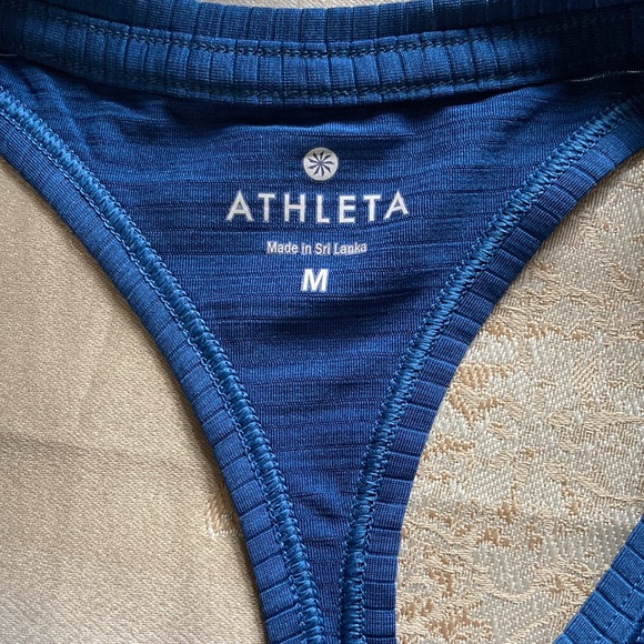 Athleta Womens Racerback ank Top Semi-sheer Detail Shirt Blue Medium - Picture 12 of 12